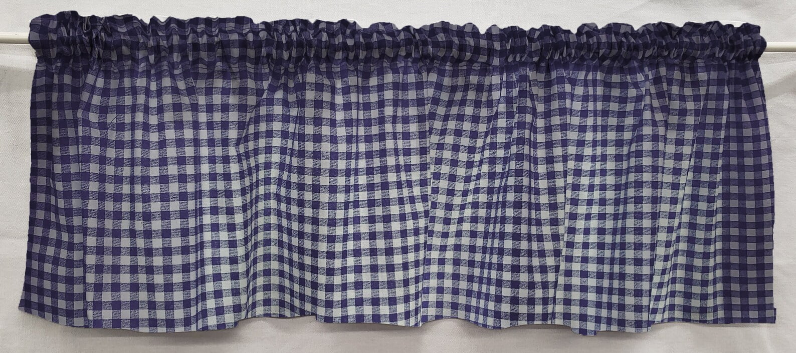 Navy Blue White Checked Gingham Curtain Panels Set of 2 24 Inch Long Q426