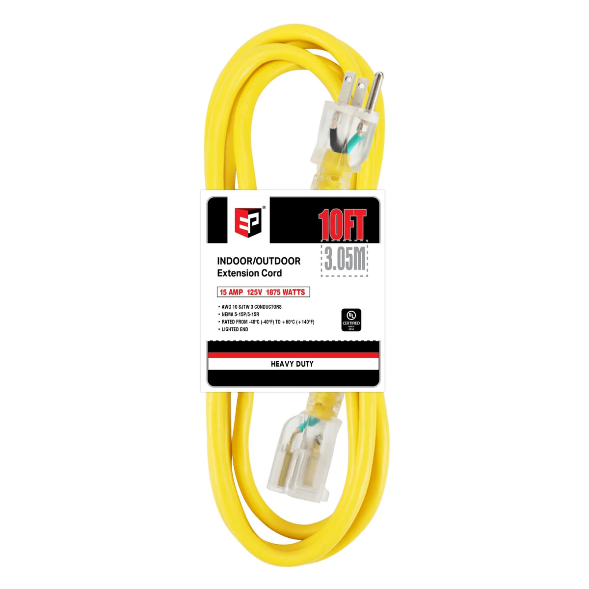 10 Ft 10/3 SJTW Yellow Extension Cord H876