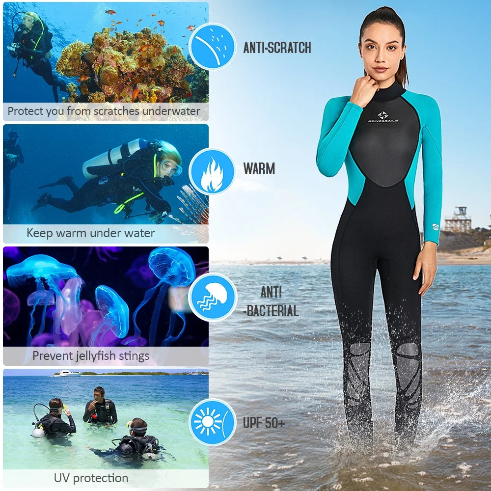 3mm Women Neoprene Full Body Diving Suit M6523