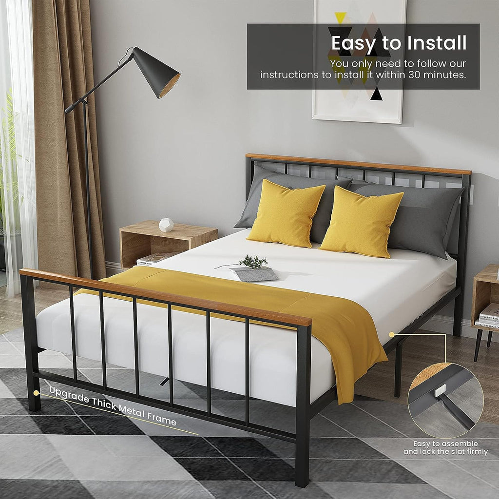 Full Metal Platform Bed Frame with Headboard and Footboard O49310