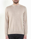 Beige Silk Cashmere Mock Turtleneck E106