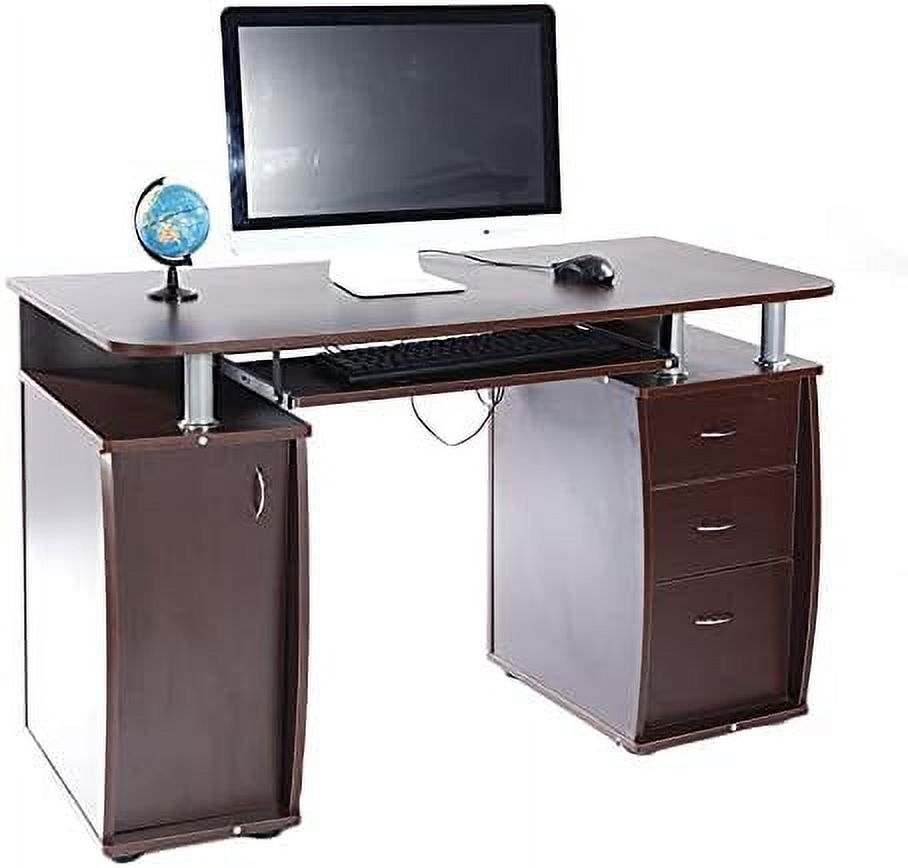 Wood Home Office Computer Desk with Sliding Keyboard Tray, 3 Drawers P65252