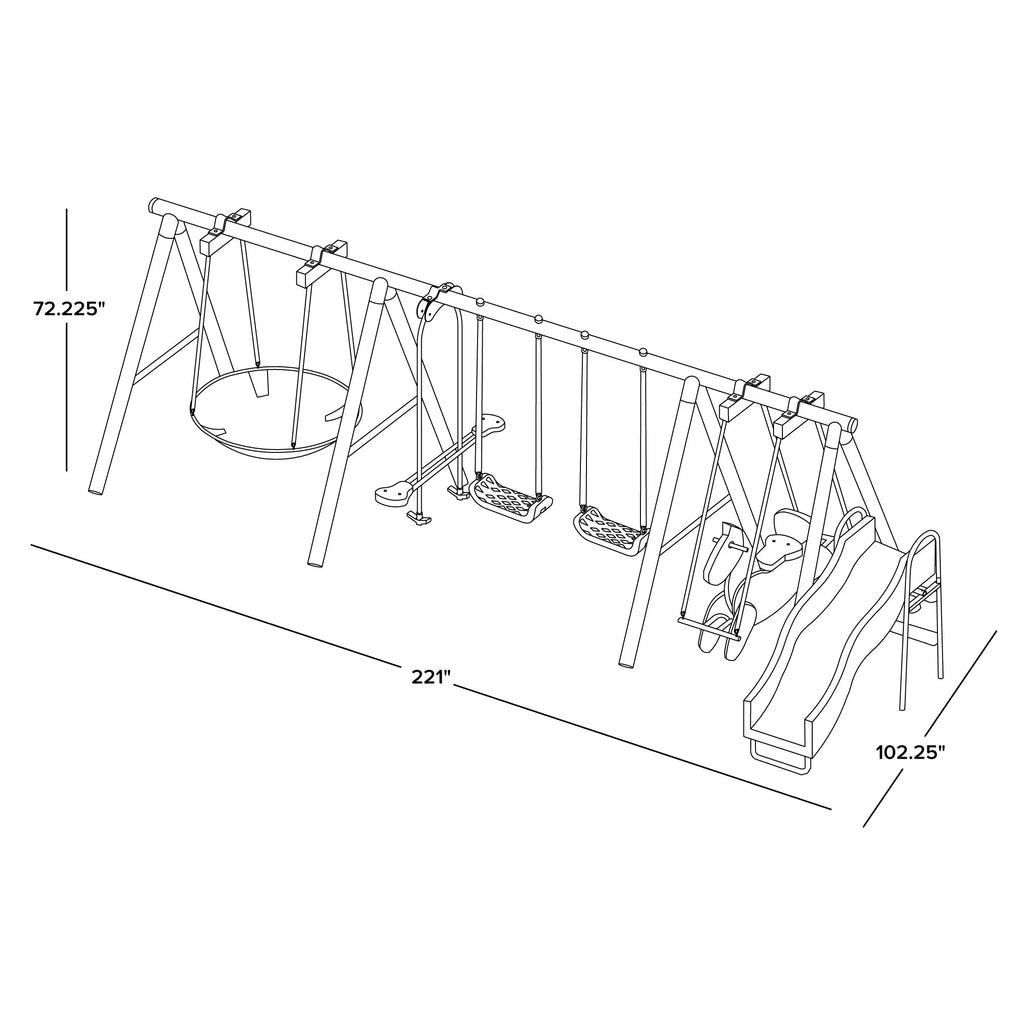 Metal Swing Set with Slide and Saucer Swing D483