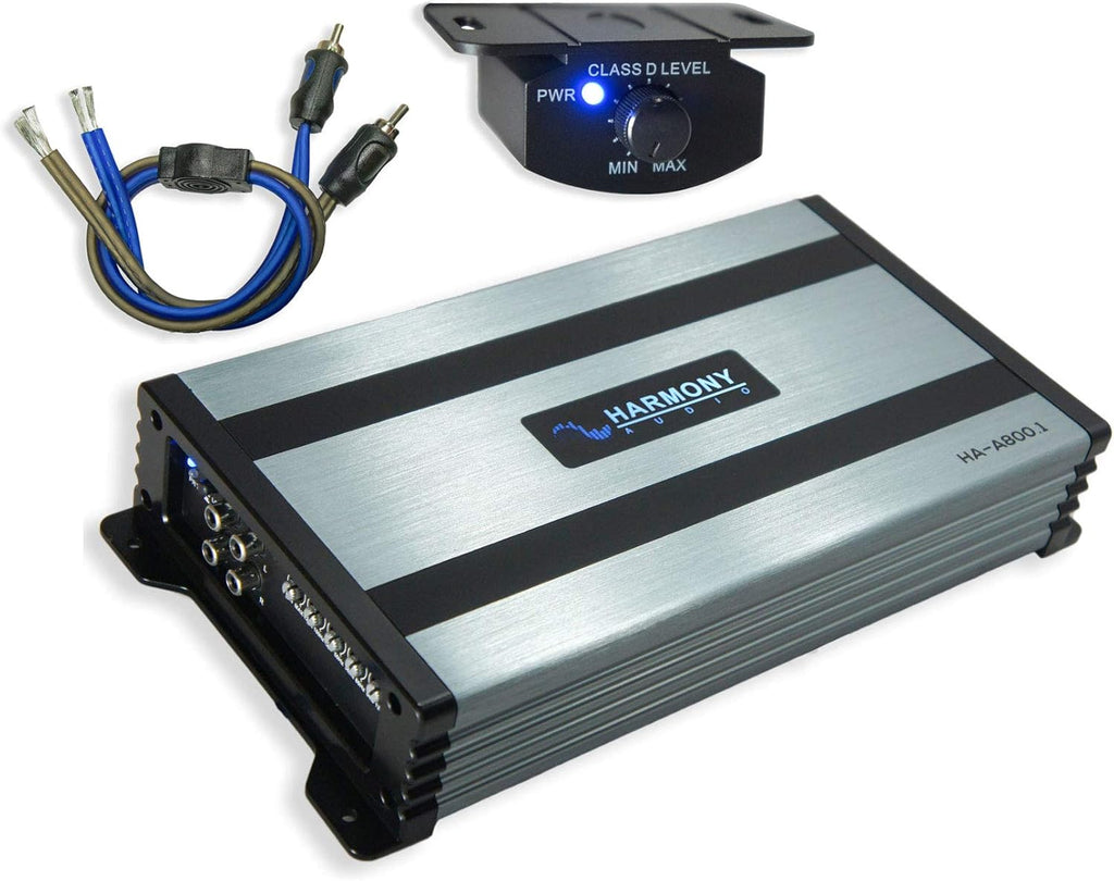 Kicker 46TL7T124 Car Audio L7T Loaded Square 12 Thin Sub Box Bundle with Harmony HA-A800.1 Amplifier & Amp Kit D499