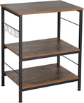 Rustic Brown 3 Tier Storage Shelf with 10 Hooks N537255