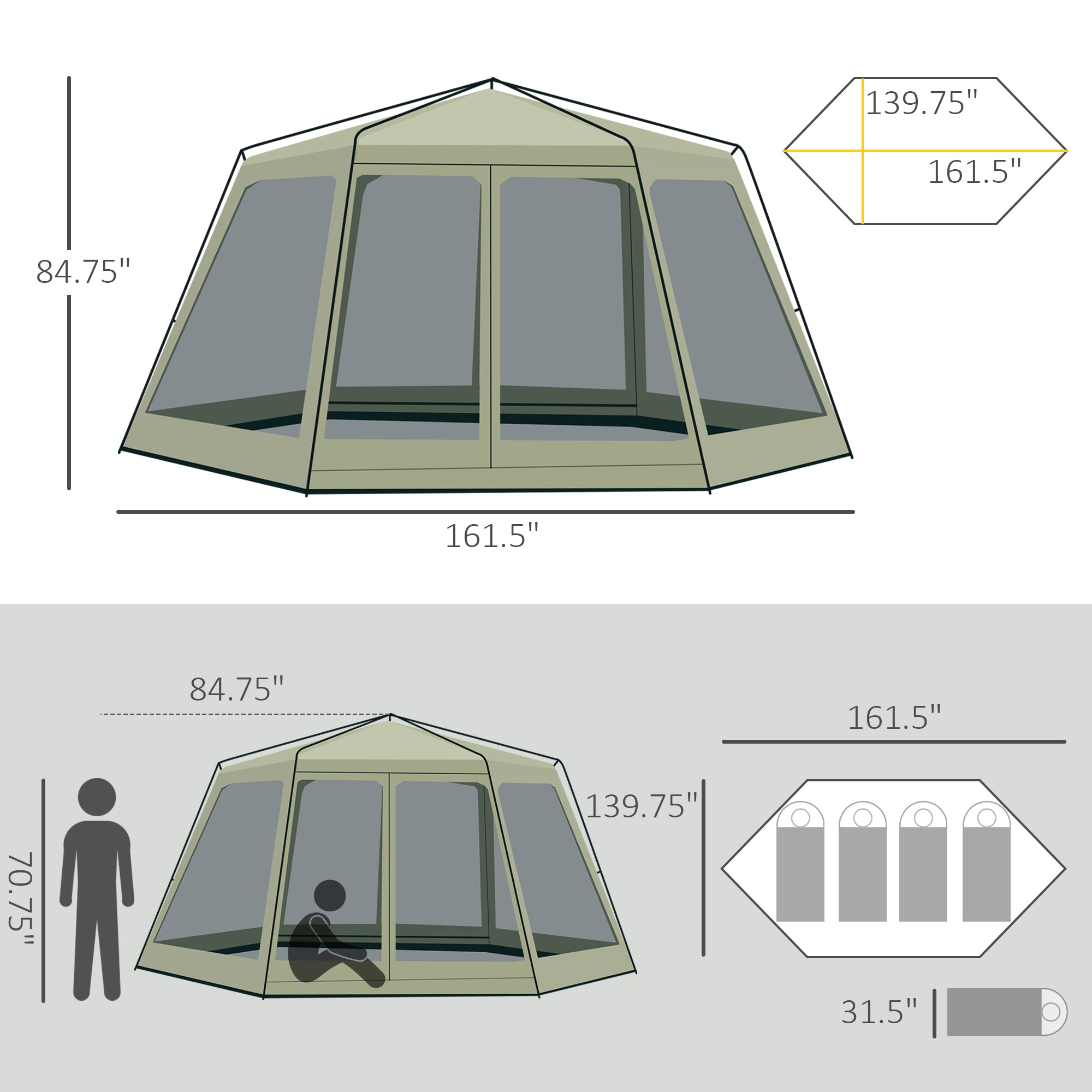 10 Person Large Family Camping Tent with 6 Windows I255
