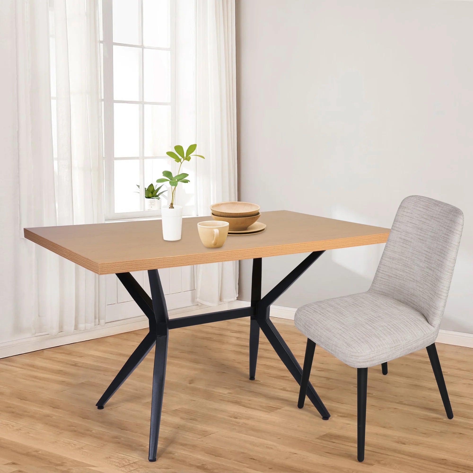 48"x30" Dining Table with Solid Metal Legs C680