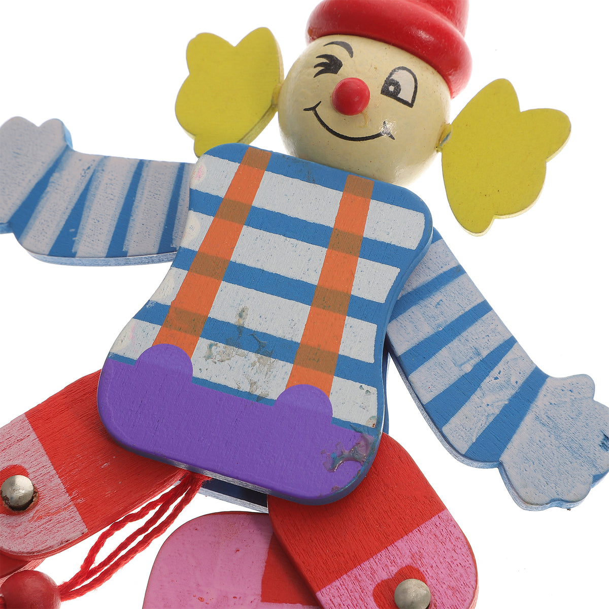 2Pcs Wood Clown Marionette Puppet Toy O94265