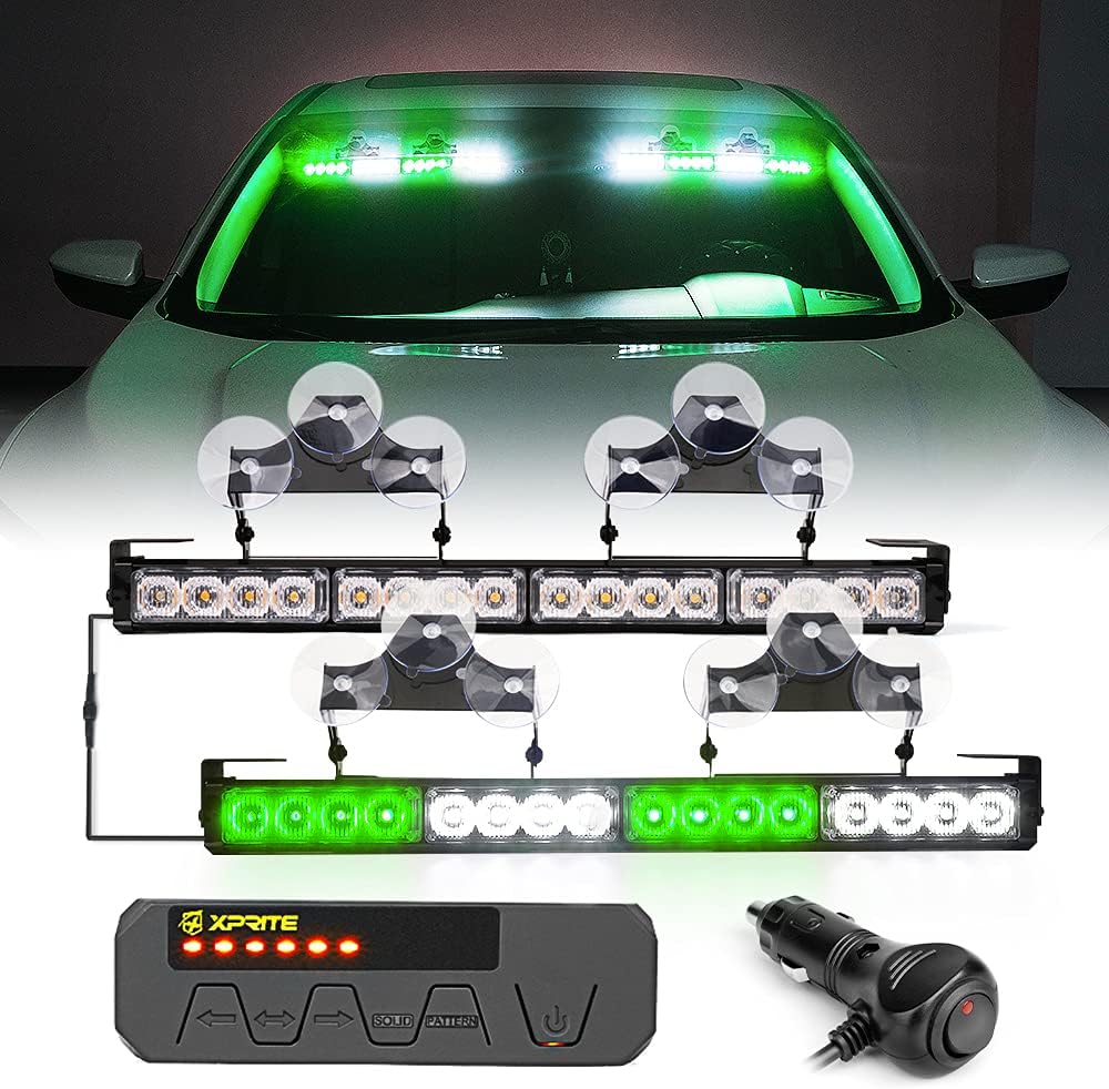 White & Green LED Emergency Light Bar Pack of 2 T970965