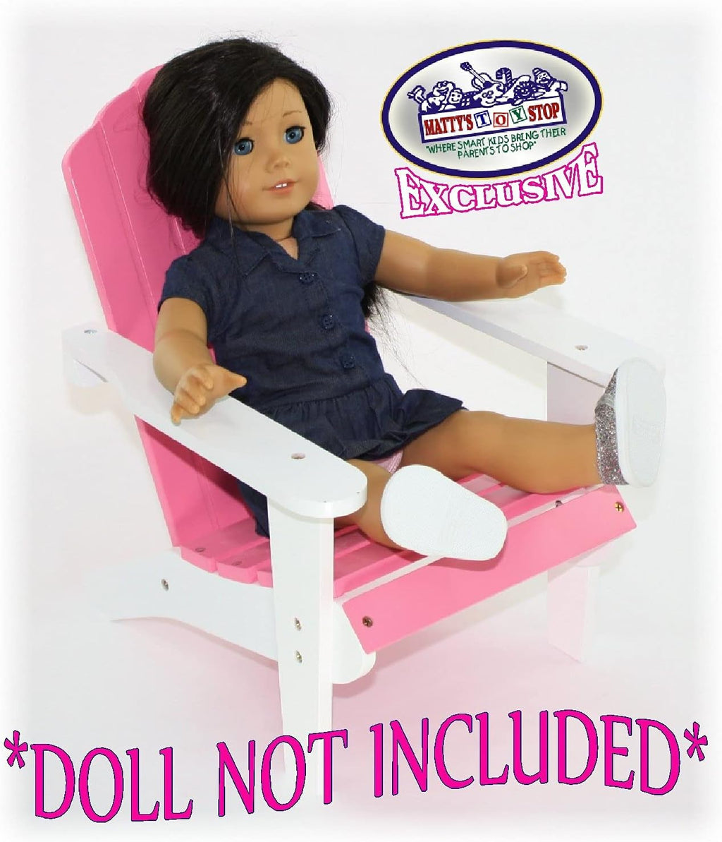 Pink/White Wooden Doll Furniture Adirondack Deck Chair B164