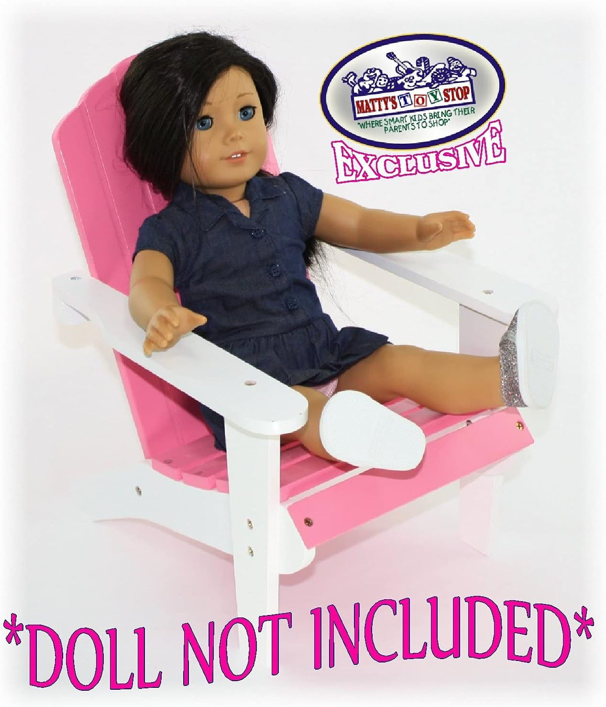 Pink/White Wooden Doll Furniture Adirondack Deck Chair B164