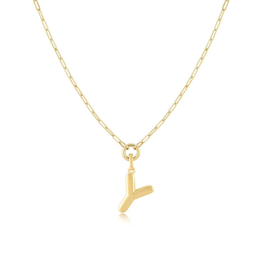 Gold-Filled Initial Necklace with A-Z Pendant Paperclip Chain H27224