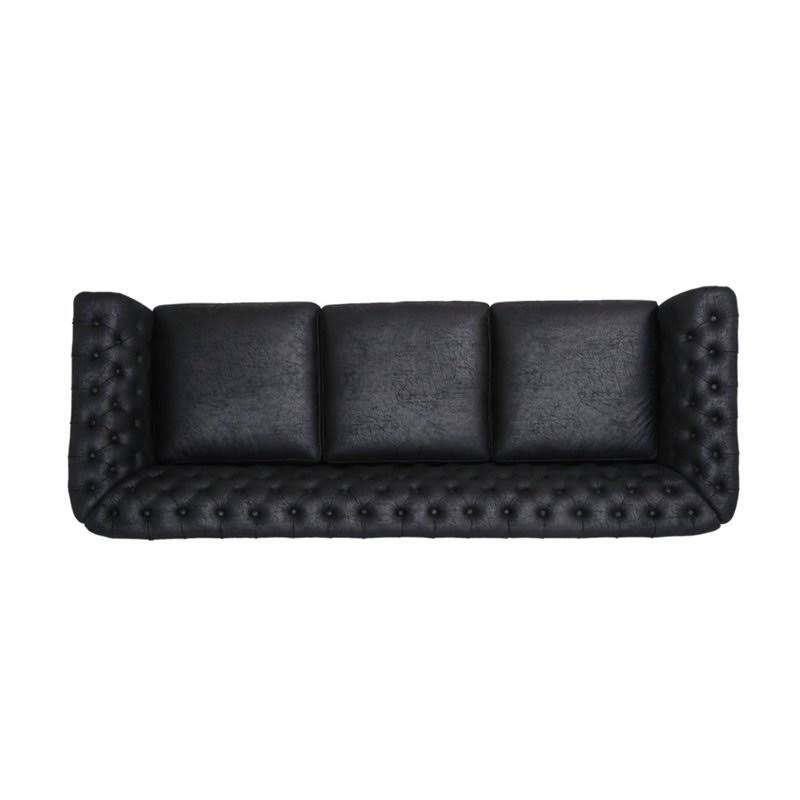 Black Tufted Microfiber Sofa T898579