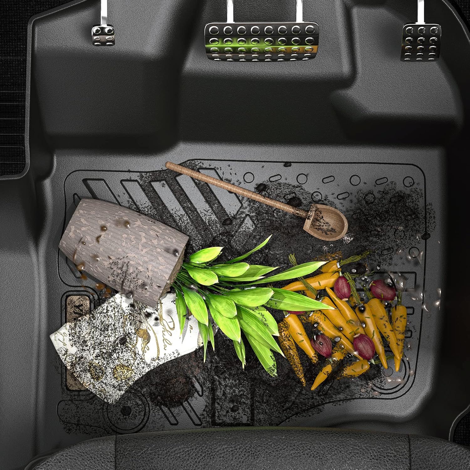 Black Custom Fit Car Floor Mats 3 Rows with Cargo Trunk Liner D75356