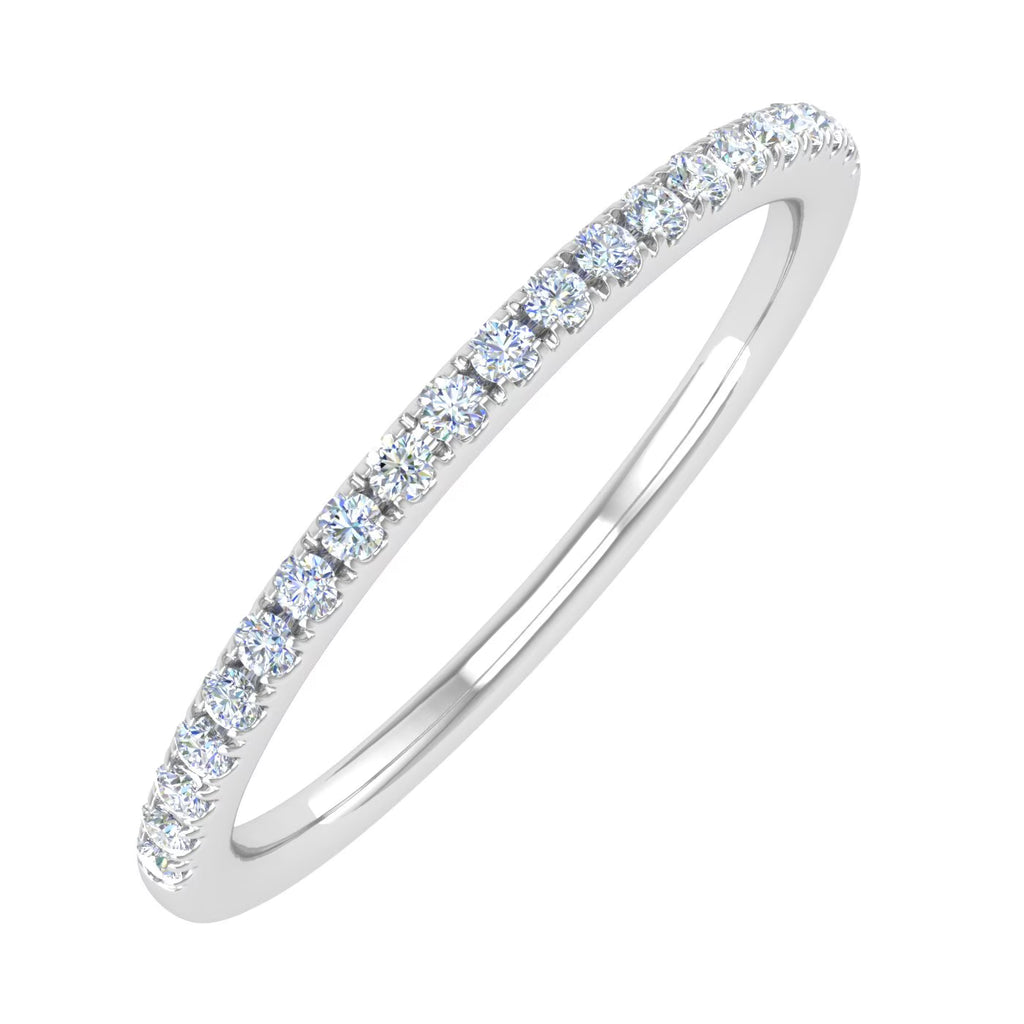 14K White Gold Half Eternity Diamond Wedding Band Ring A606626