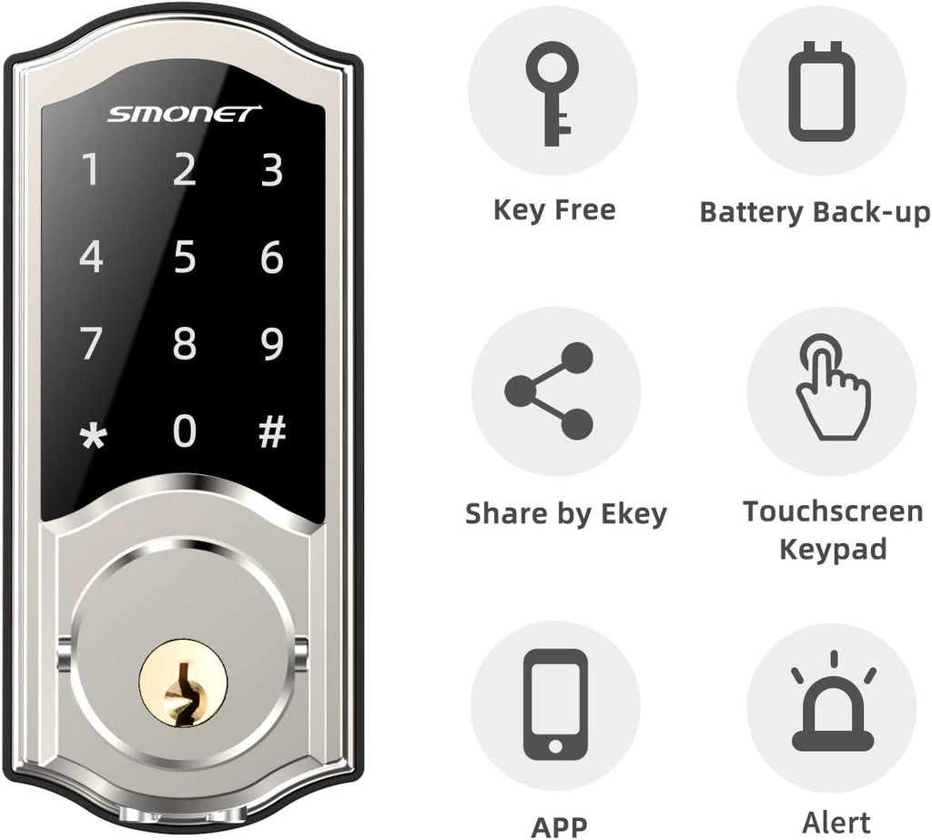 Smart Deadbolt Door Lock with Touchscreen Keypad and Physical Keys V927