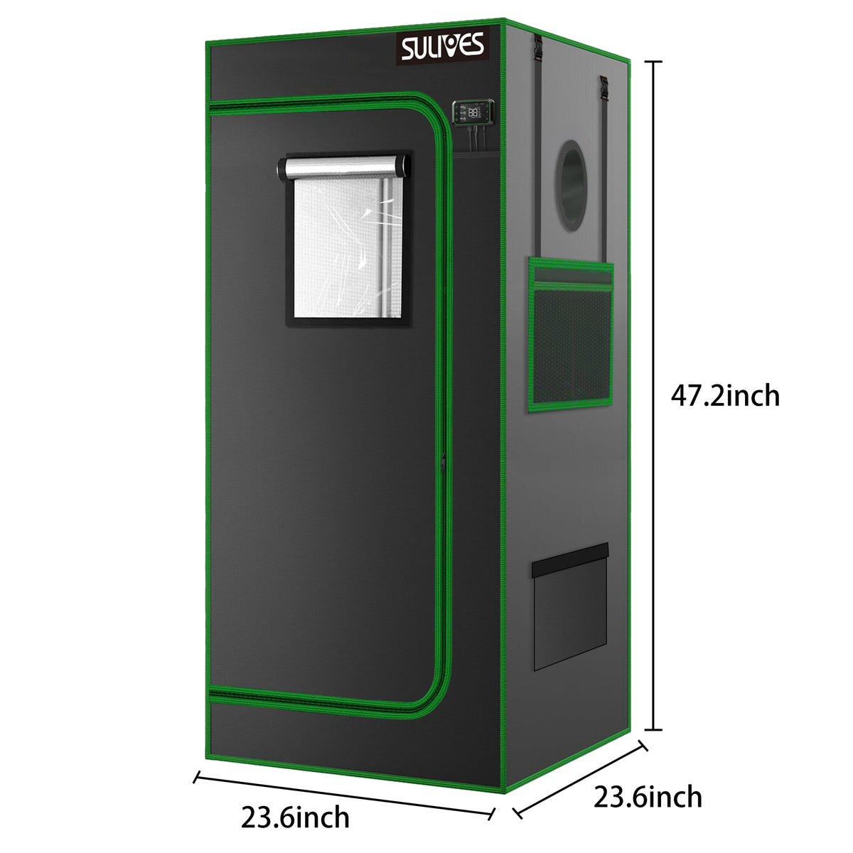 24"x24"x48" Water-Resistant Hydroponic Grow Tent with Observation Window V408315
