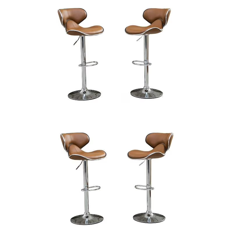 Faux Leather Swivel Barstool in Camel - Set of 4 H8223