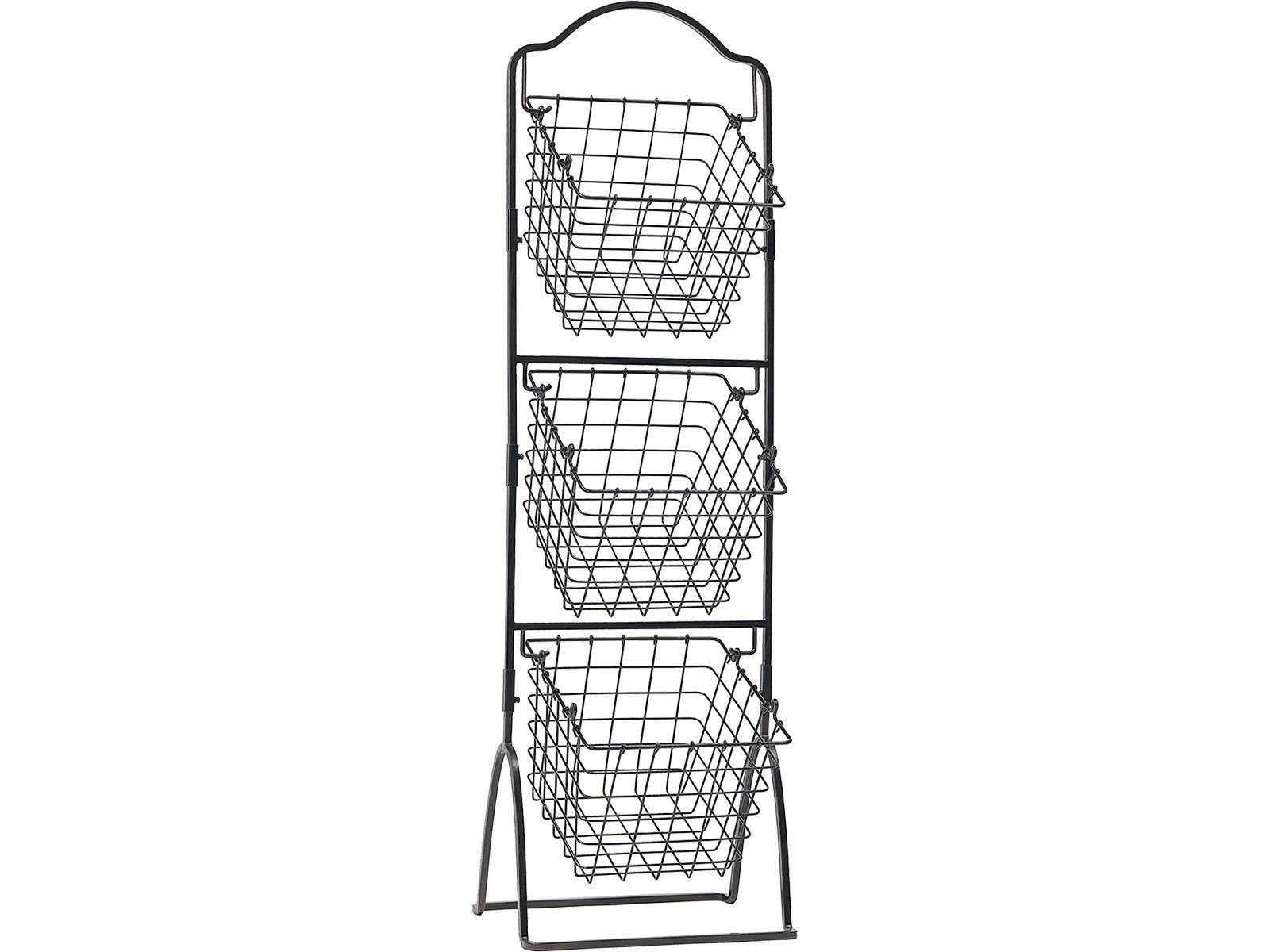3-Tier Metal Market Basket Antique Black D6007