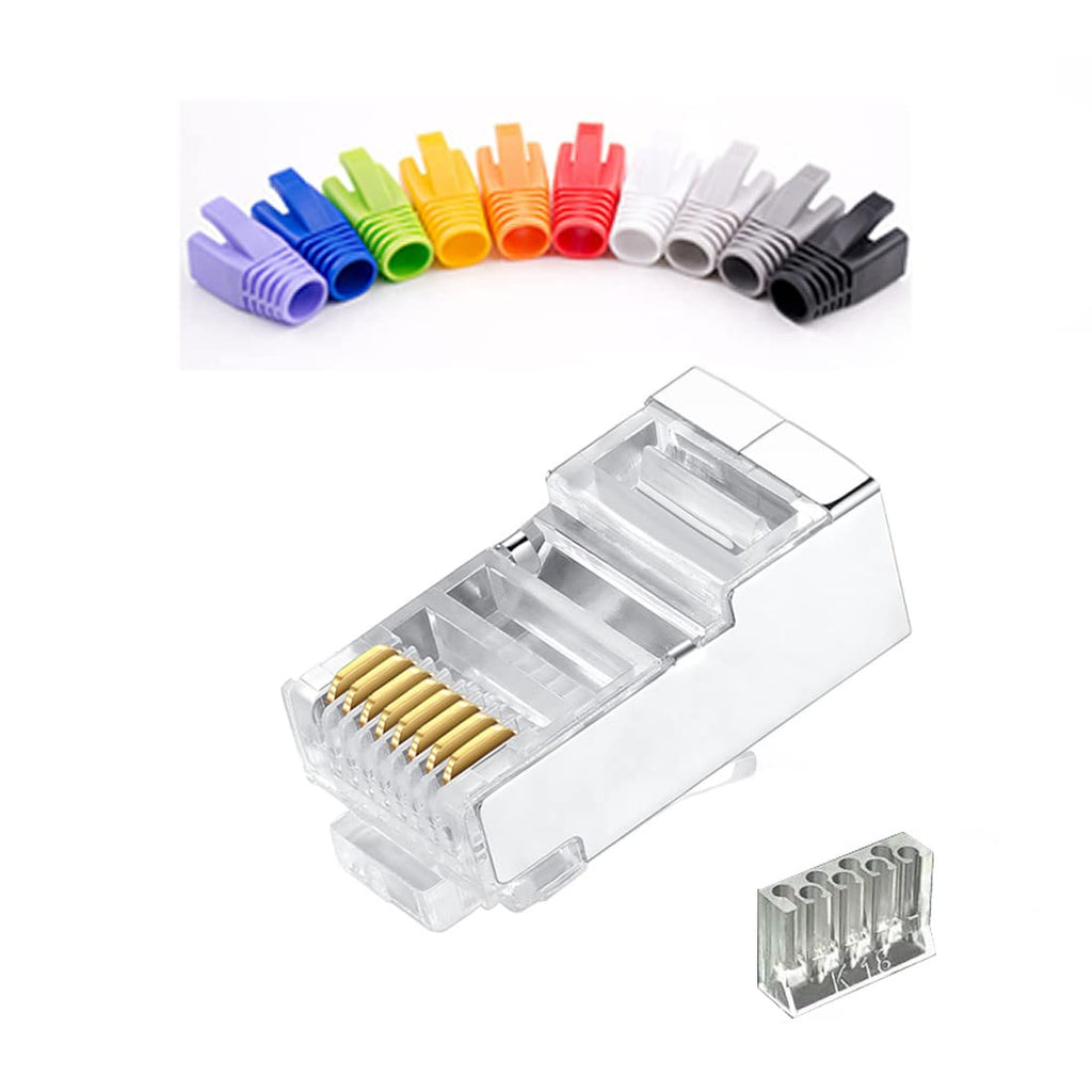 100 Pcs Cat7 RJ45 Metal Shielded Connectors H5197