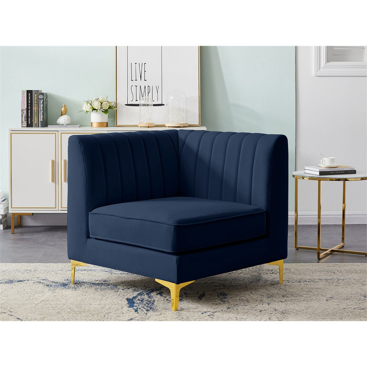 Navy Velvet Corner Chair B235