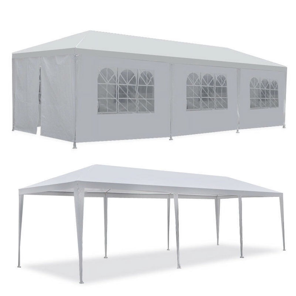 White Outdoor Gazebo Canopy Tent with 8 Removable Walls P8283
