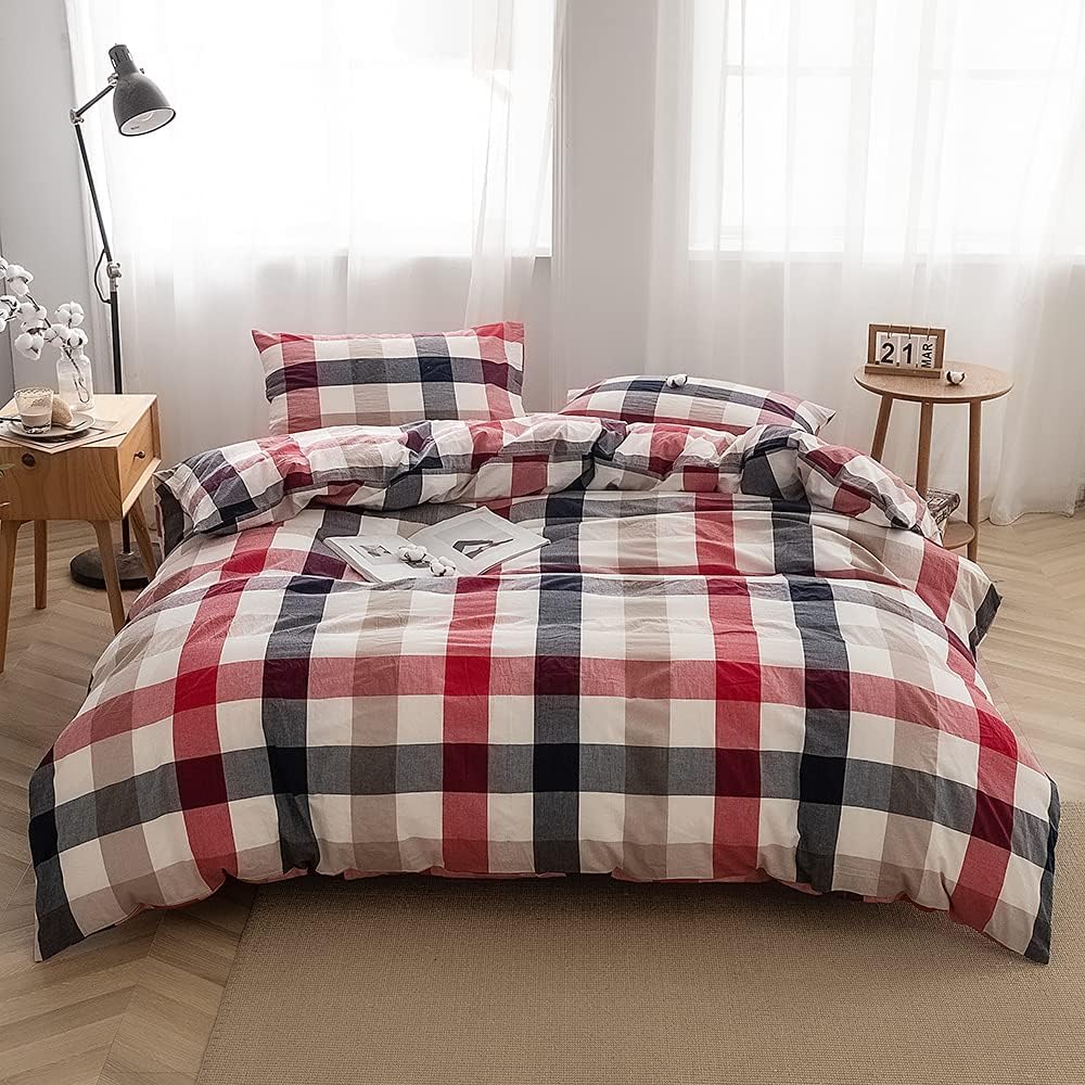 3-Piece Queen Washed Cotton Duvet Cover Set W566