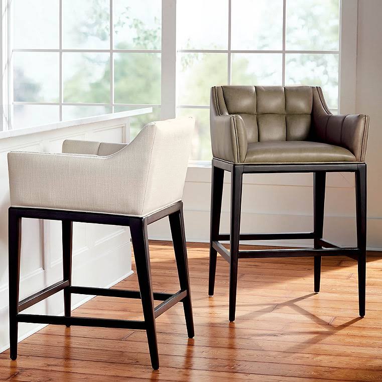 Dark Espresso Performance Linen Bar Height Counter Stool with Arms G524