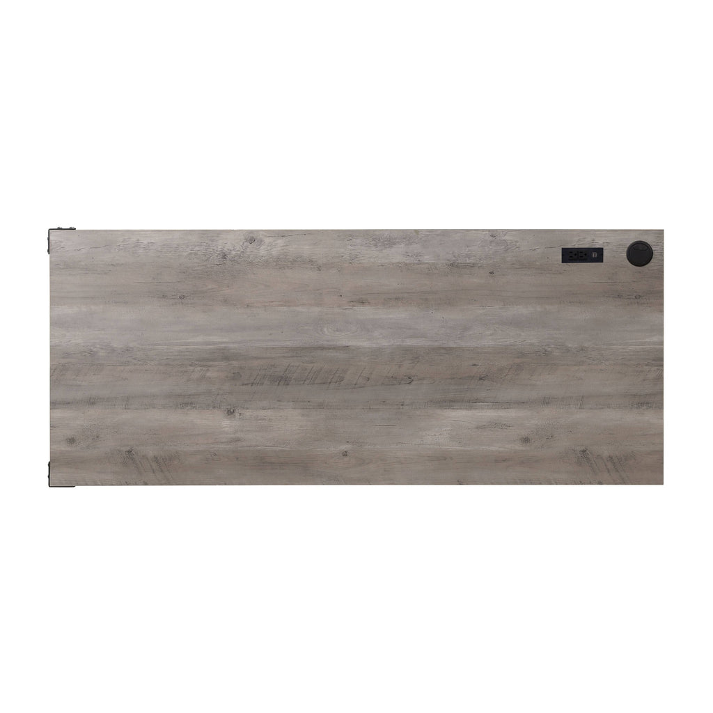 Gray Oak Black Finish Writing Desk with USB M40085