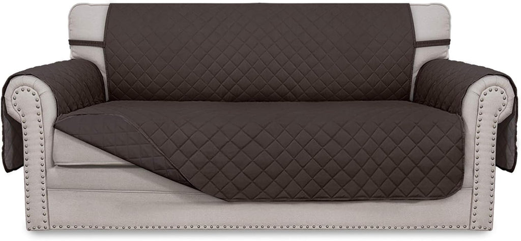 Light Gray Reversible Sofa Slipcover with Elastic Straps M8308
