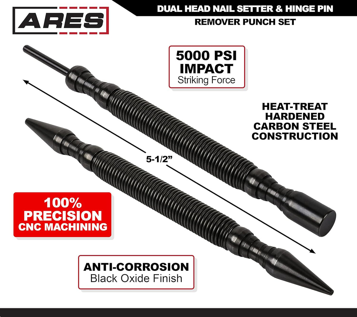 4-Piece Dual Head Nail Setter & Hinge Pin Remover Punch Set S237