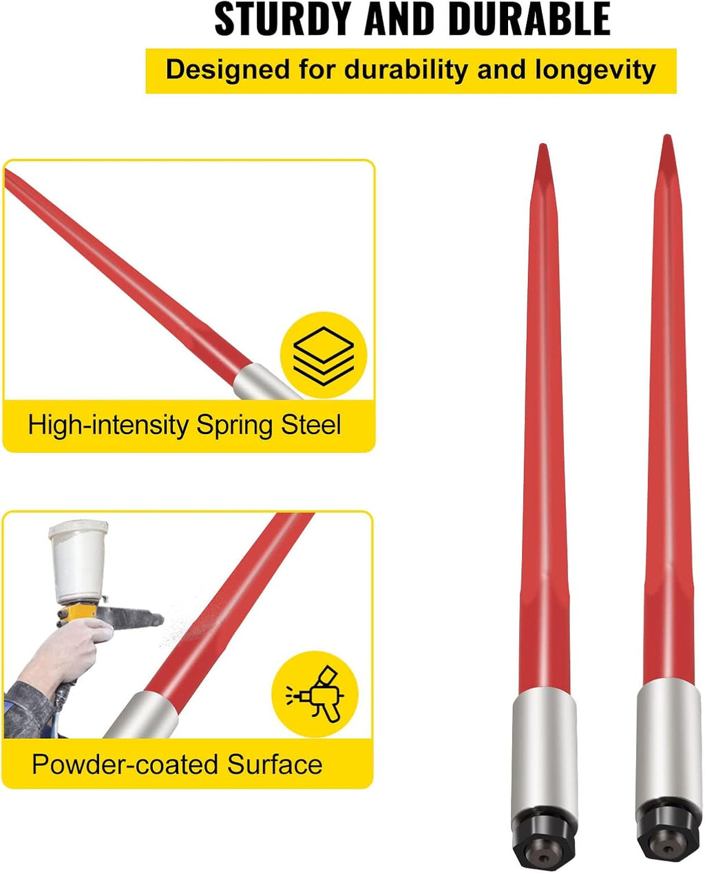 Hay Bale Spear 3000 lbs Capacity 1 3/4 inches Wide with Nut and Sleeve B46081