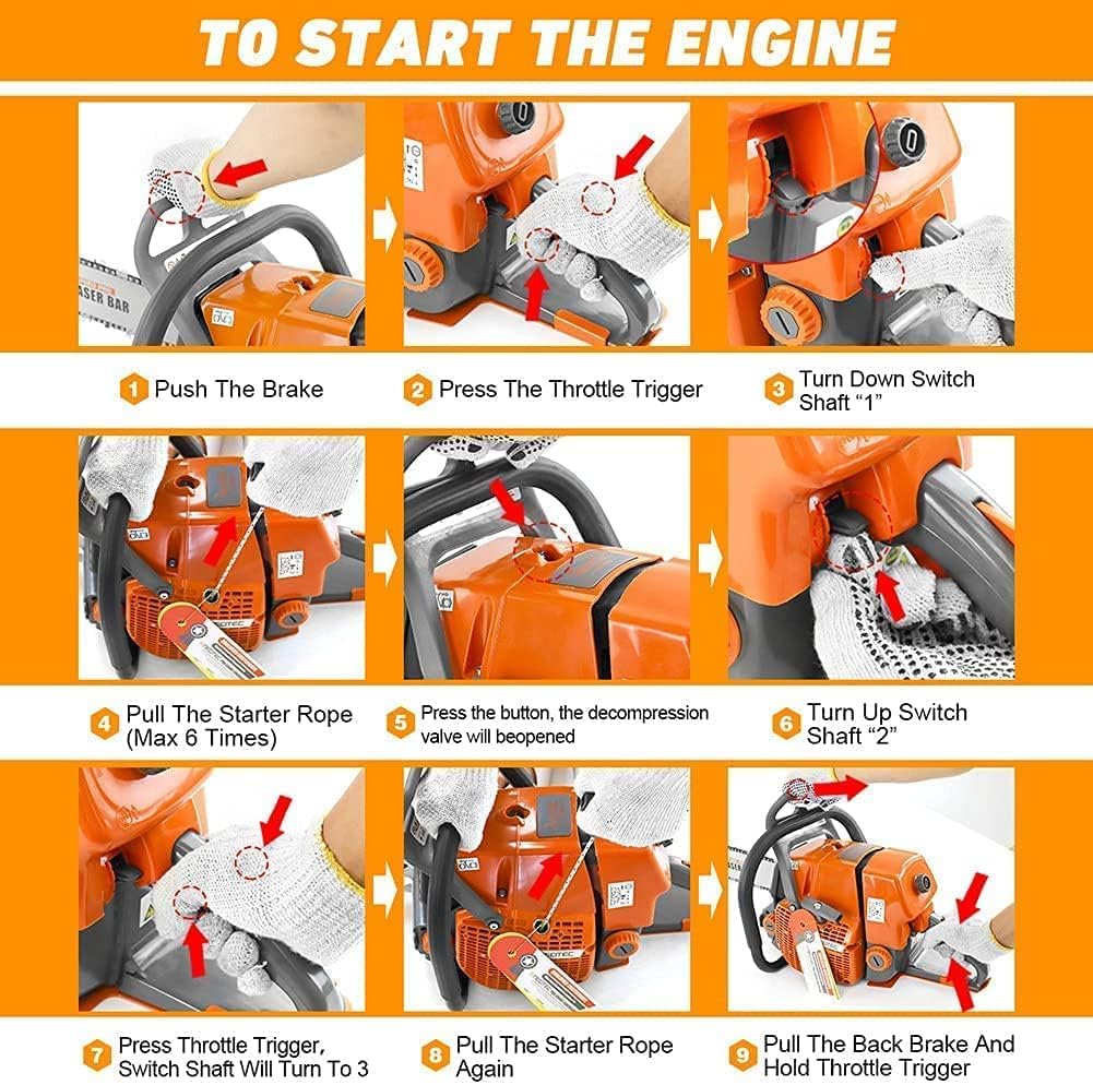 92cc Gas Chainsaw with 24 inch Bar and Chain K397