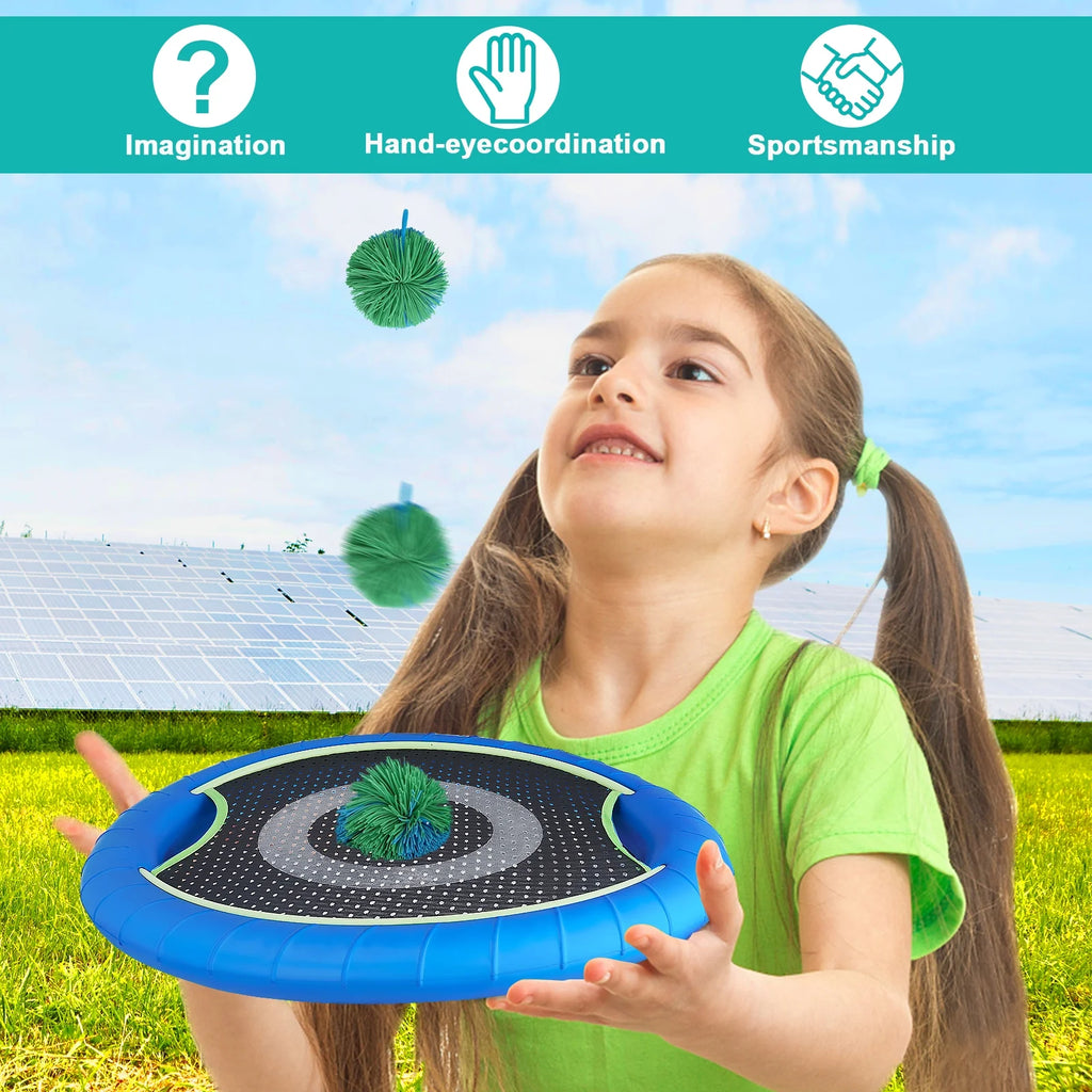 Trampoline Paddles for 4 Players, Bouncy Disc Paddle Ball Game Frisbee Set Q40243