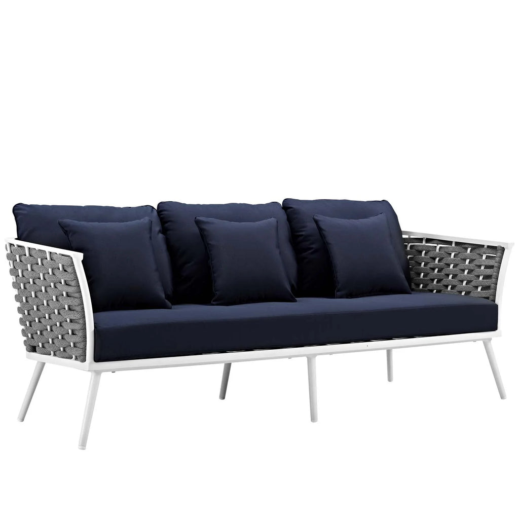 White Navy 2 Piece Aluminum Outdoor Sectional Sofa Set R87258