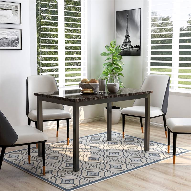 Faux Marble Top Dining Table in Black F3090