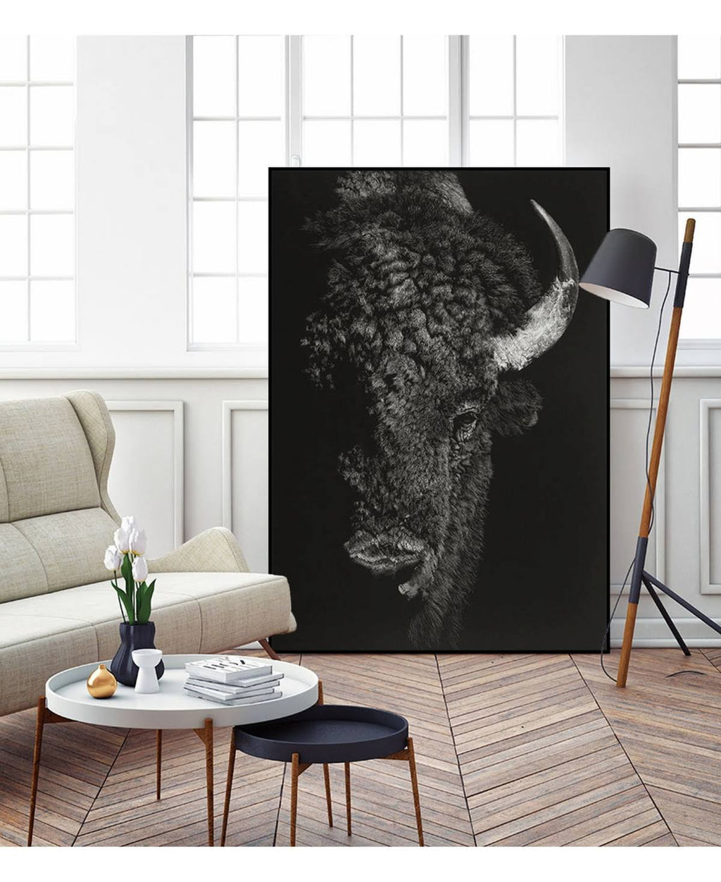 Framed Canvas Art Block - Tan S5866