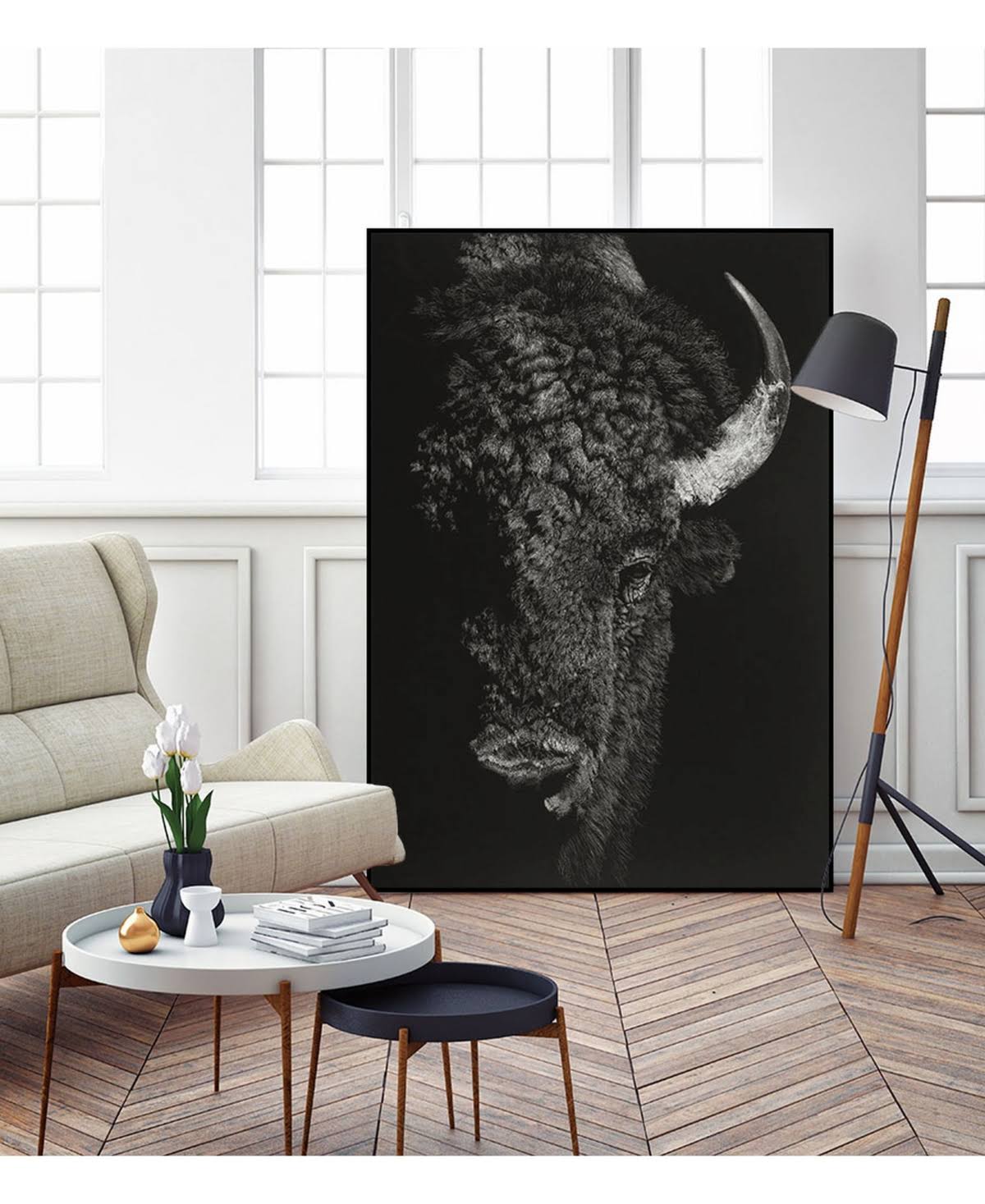 Framed Canvas Art Block - Tan S5866