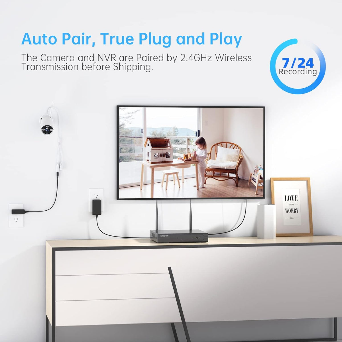 3MP Wireless Security Camera System with Audio, 8CH NVR, 8Pcs 3MP WiFi IP Cameras, 2TB Hard Drive J2792