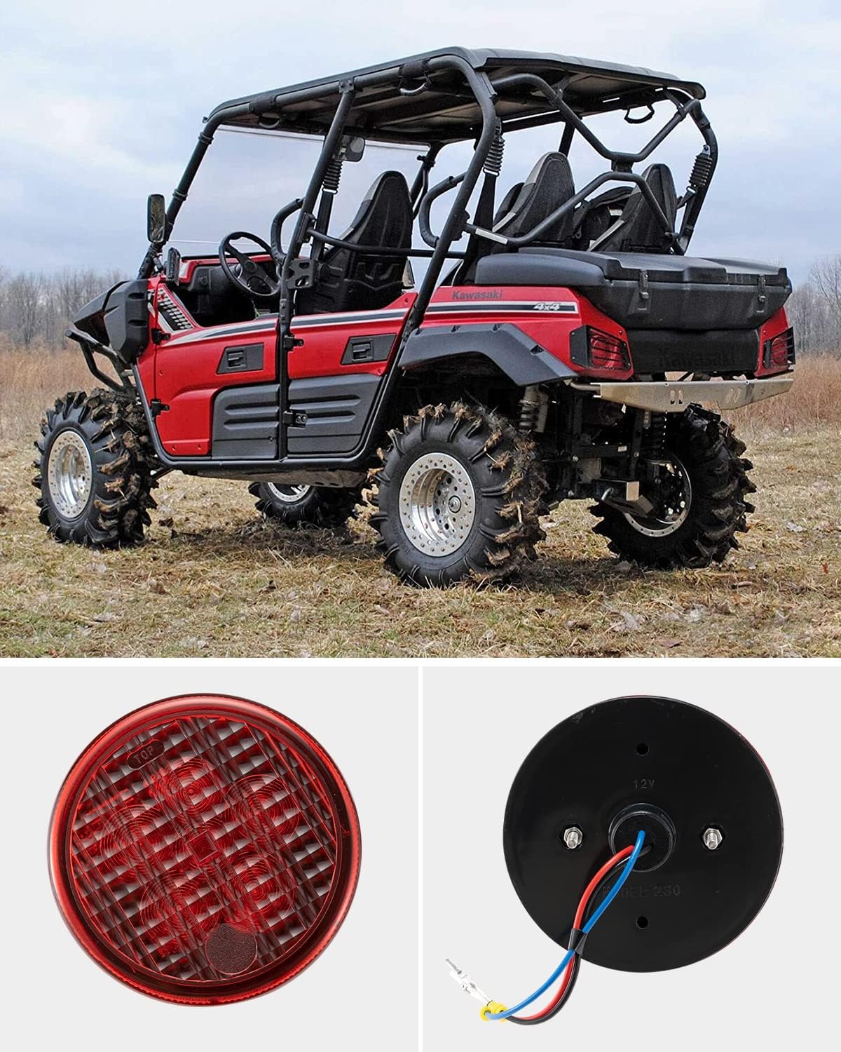 LED Tail Light for Kawasaki Teryx Teryx4, Waterproof Red Brake Stop Taillight S417791