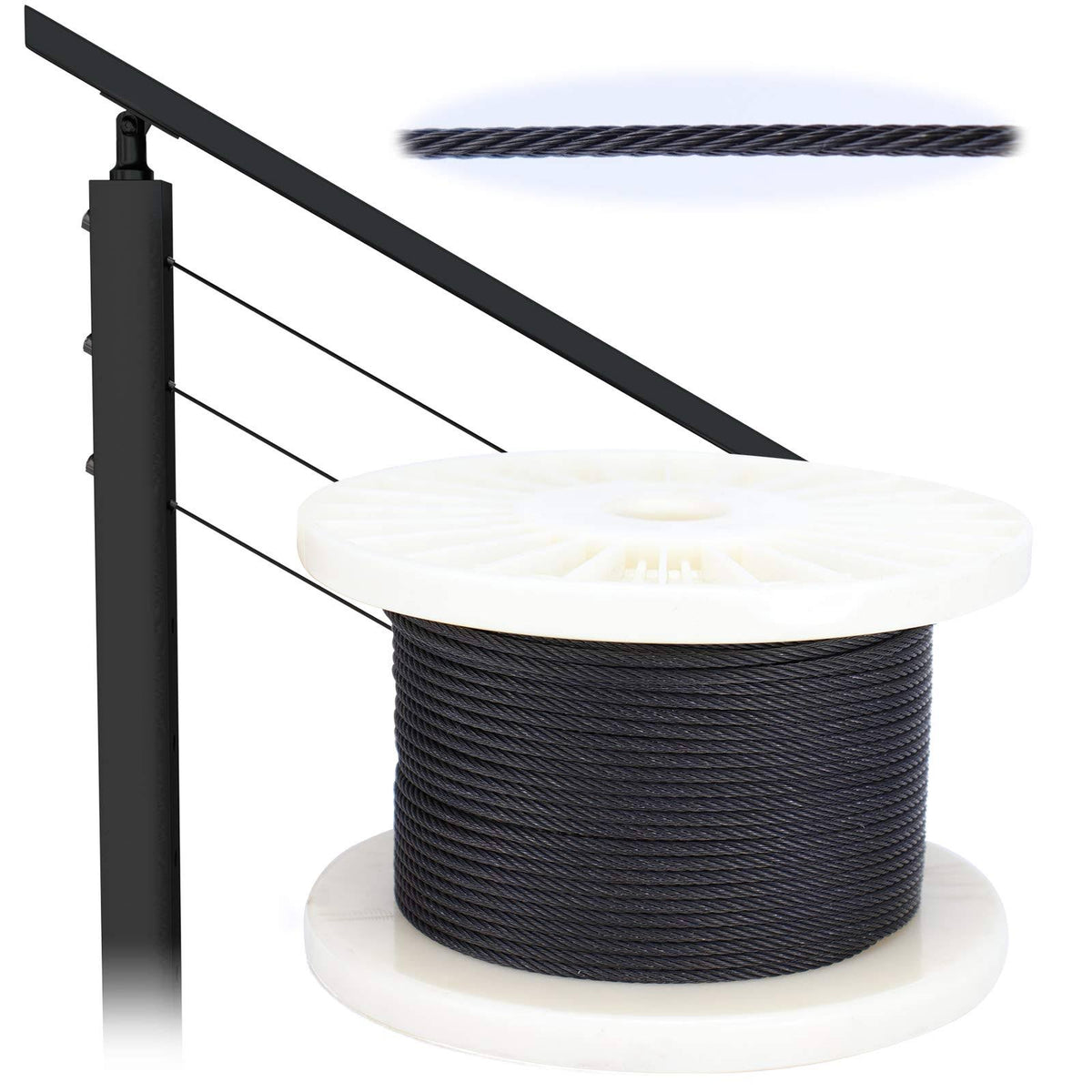 Black Wire Rope Cable Railing T316 Stainless Steel L228