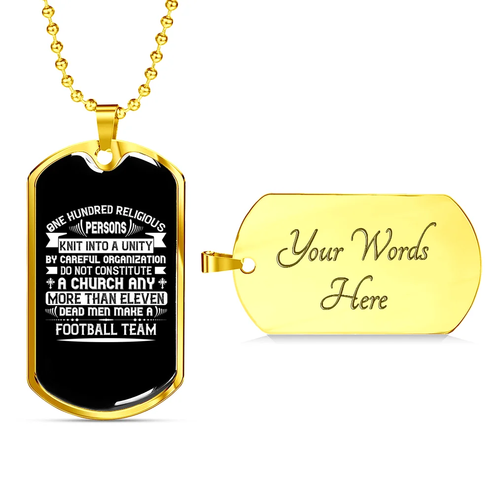 Stainless Steel or 18k Gold Dog Tag Necklace with 24" Chain A3598