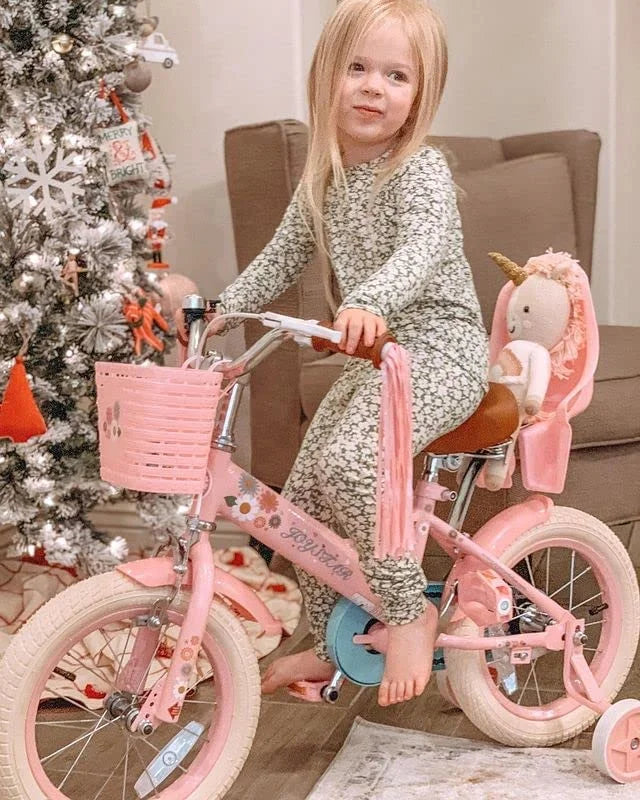 16 inch Kids Bike with Handbrake Training Wheels Basket Pink X100