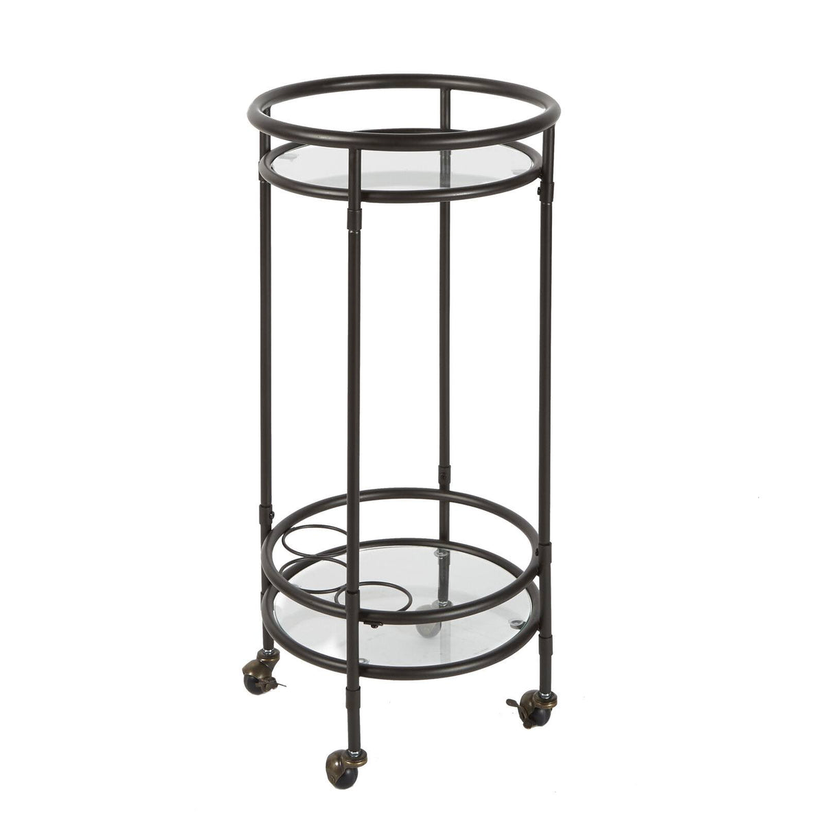 Black Rolling Barcart with Glass Shelf K991318
