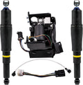 Pair Rear Air Shocks Suspension Strut + Air Compressor for Chevy Tahoe Suburban 1500 GMC Yukon Cadillac Escalade SUV 2000-2014 N84070