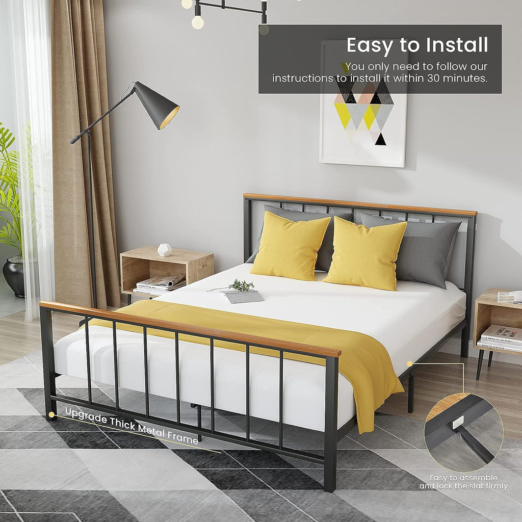 Full Metal Platform Bed Frame with Headboard and Footboard O49310