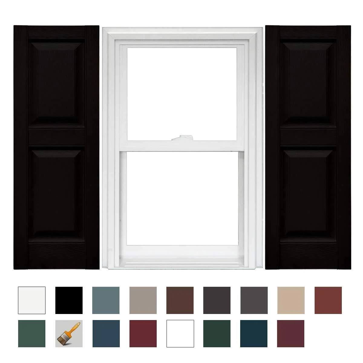 Black Vinyl Raised Panel Shutter, 1 Pair, 12 x 31 P7057