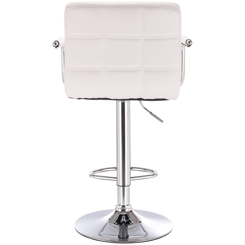 White Squareback Adjustable Barstool with Armrests (Set of 2) K4205