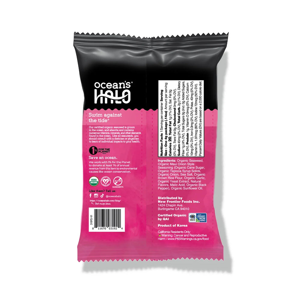 24 Pack Organic Seaweed Snacks, Maui Onion, .14oz Each G64748