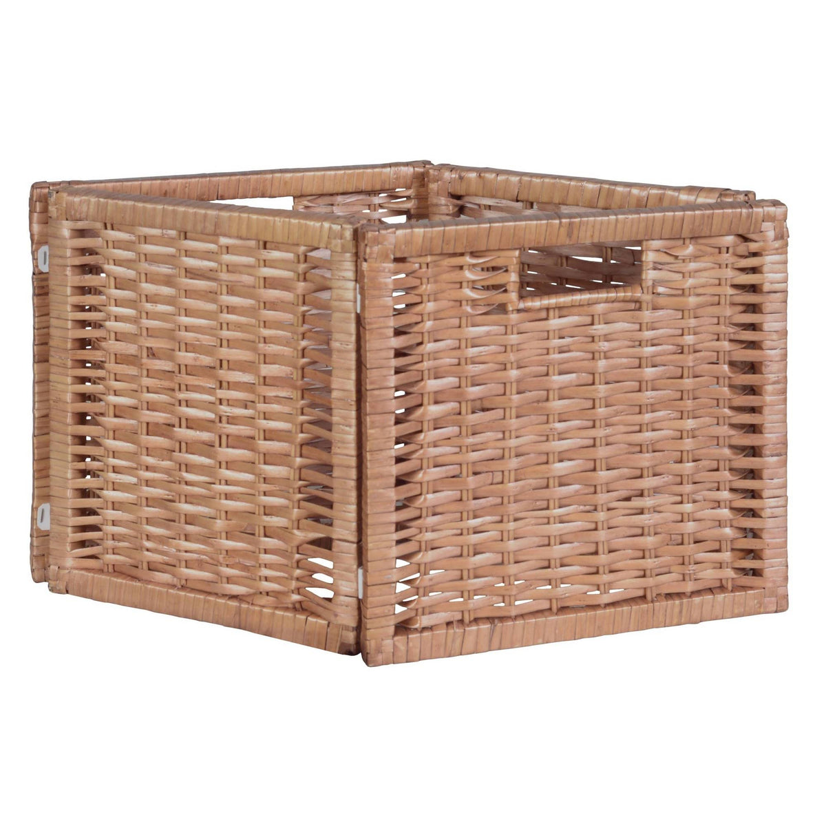 White/Natural Square Folding Bookcase with Wicker Storage Baskets X349